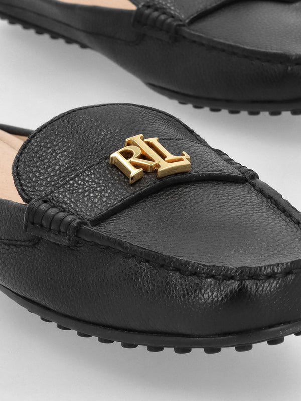 Barnsbury Pebbled Black Leather Backless Mules