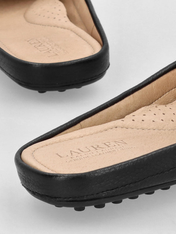 Barnsbury Pebbled Black Leather Backless Mules