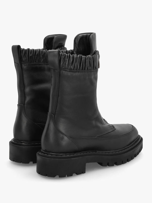 Bailey Black Leather Front Zip Ankle Boots