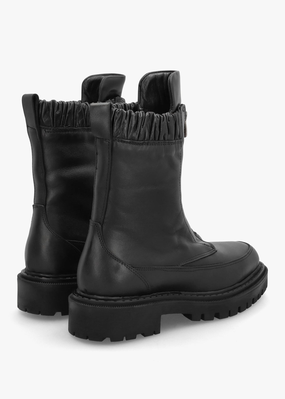Bailey Black Leather Front Zip Ankle Boots