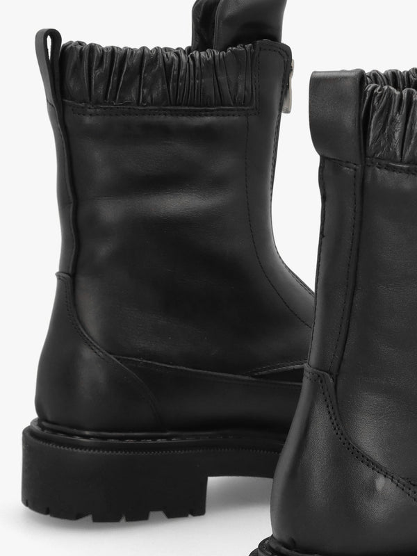 Bailey Black Leather Front Zip Ankle Boots
