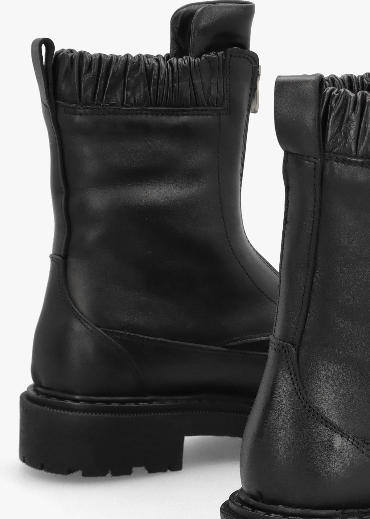 Bailey Black Leather Front Zip Ankle Boots