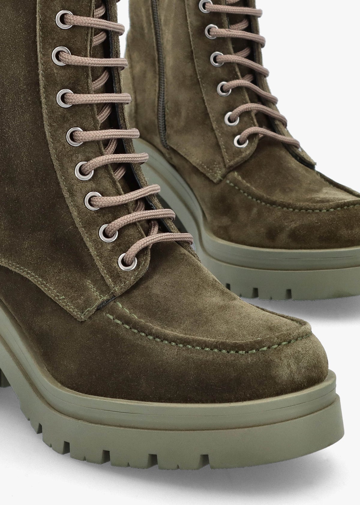 Bella Green Suede Block Heel Ankle Boots