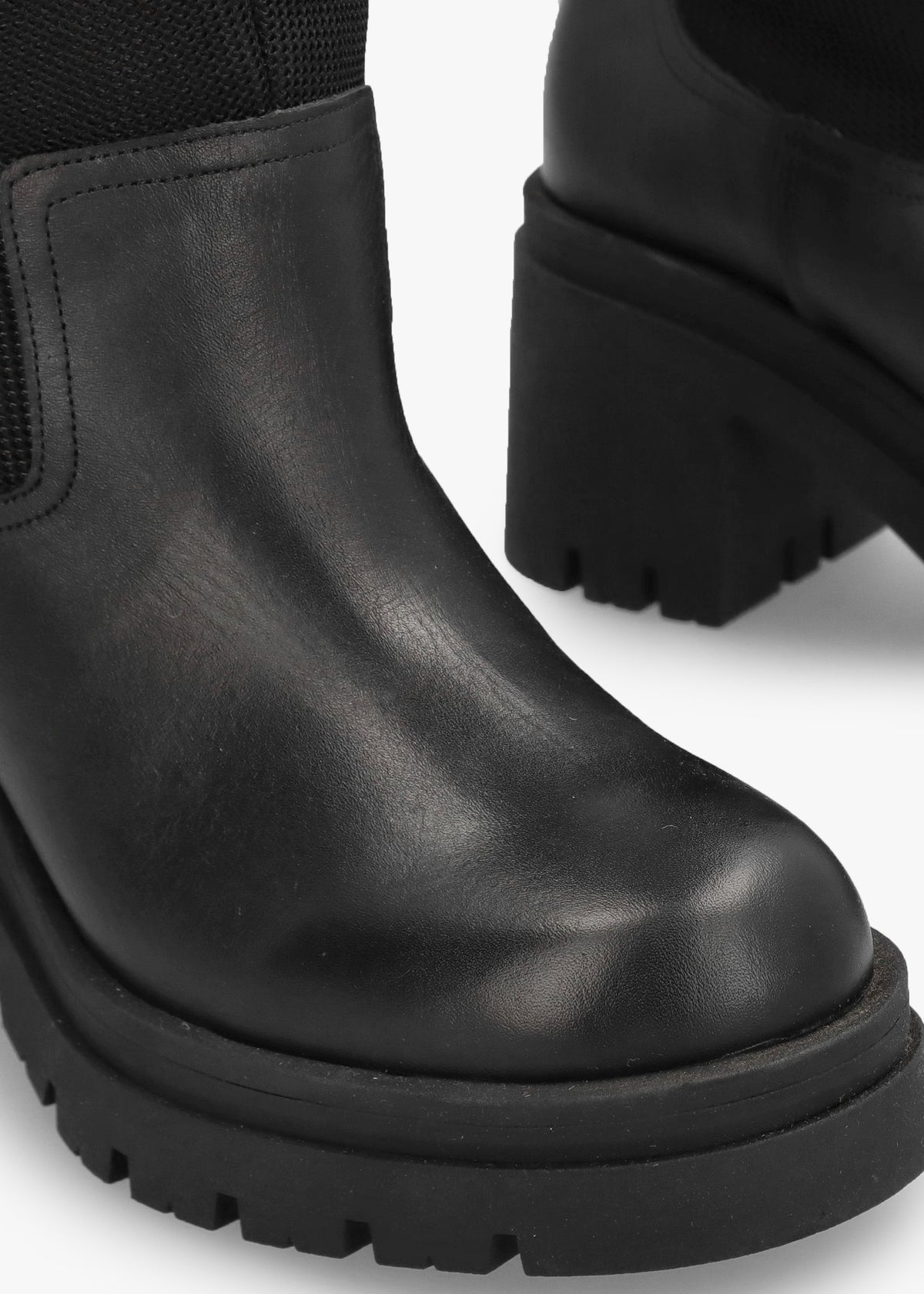 Bliny Black Leather Block Heel Knee Boots