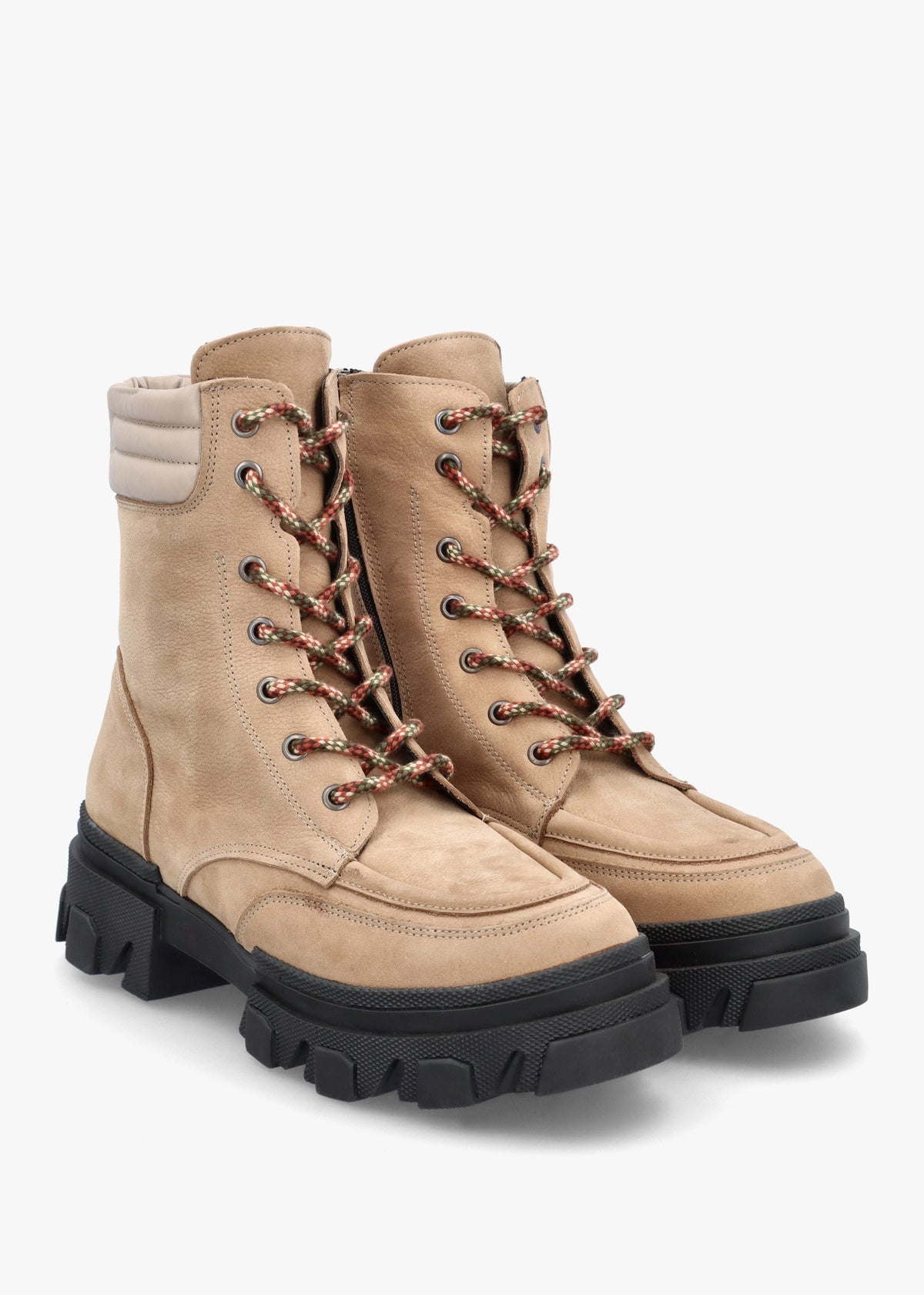 Betro Beige Nubuck Leather Chunky Ankle Boots