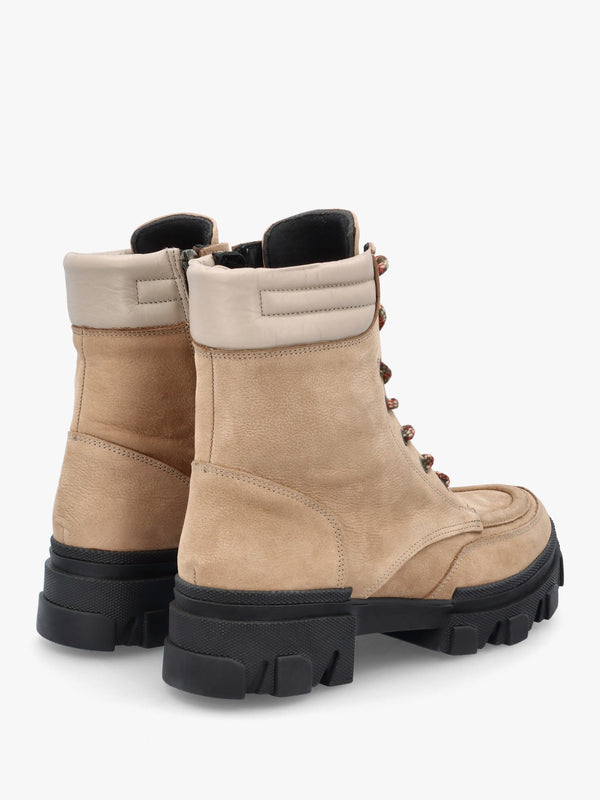 Betro Beige Nubuck Leather Chunky Ankle Boots