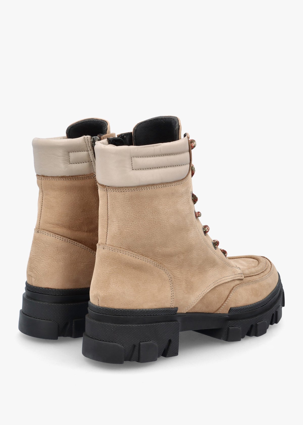 Betro Beige Nubuck Leather Chunky Ankle Boots