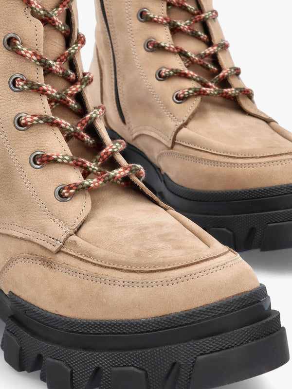 Betro Beige Nubuck Leather Chunky Ankle Boots