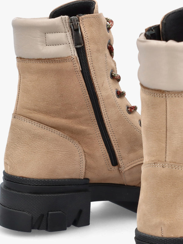Betro Beige Nubuck Leather Chunky Ankle Boots