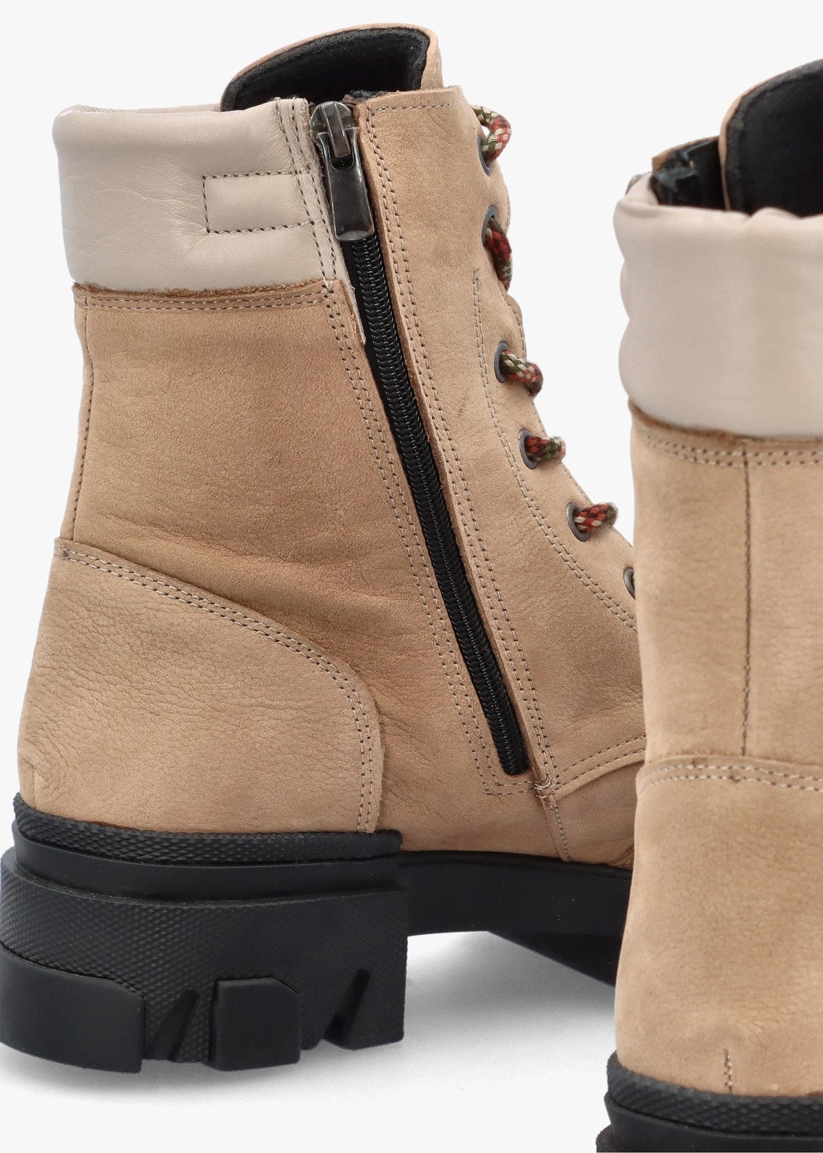 Betro Beige Nubuck Leather Chunky Ankle Boots