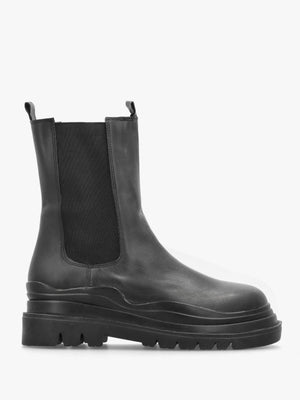 Wavy Black Tall Chelsea Boots