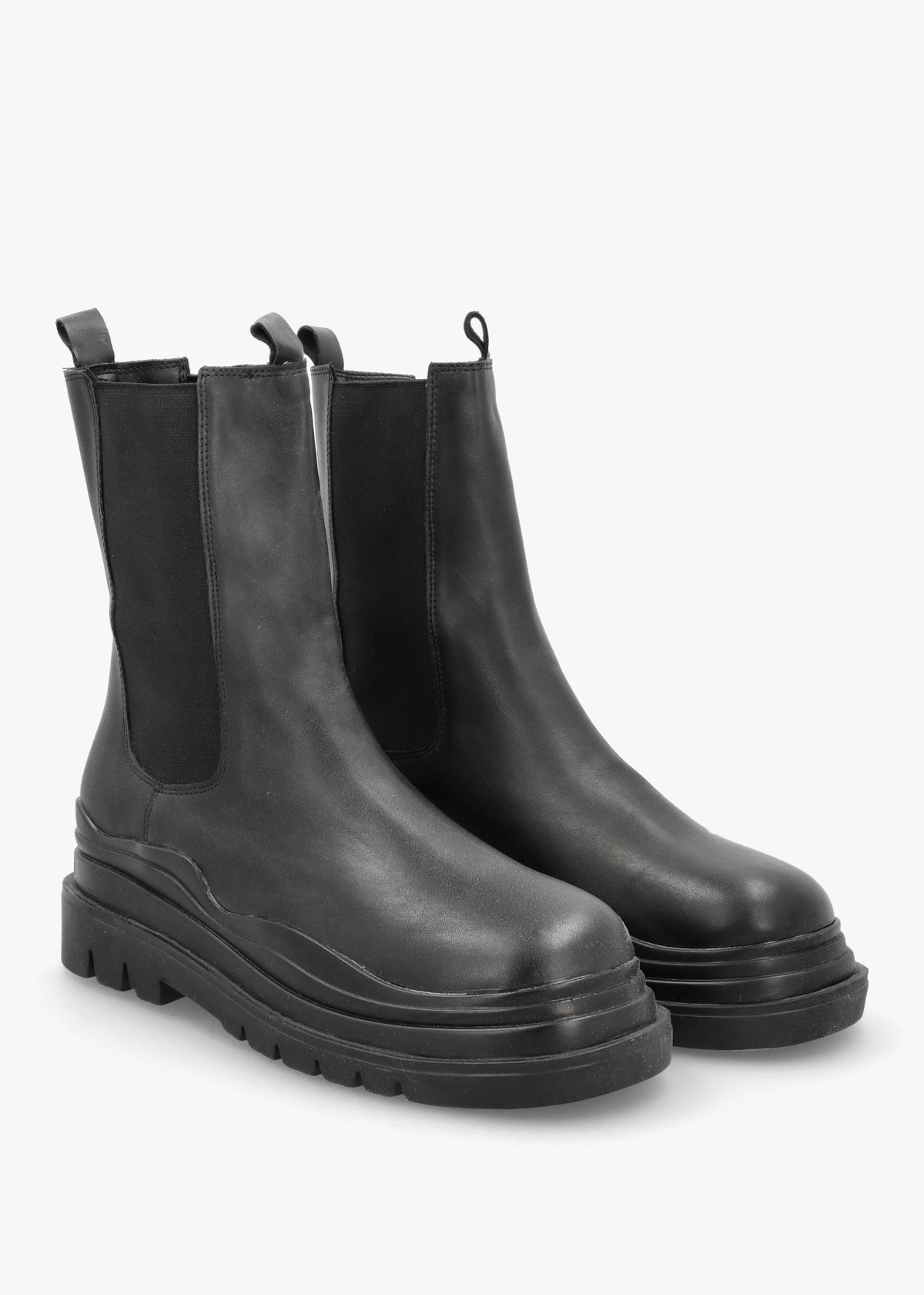 Wavy Black Tall Chelsea Boots