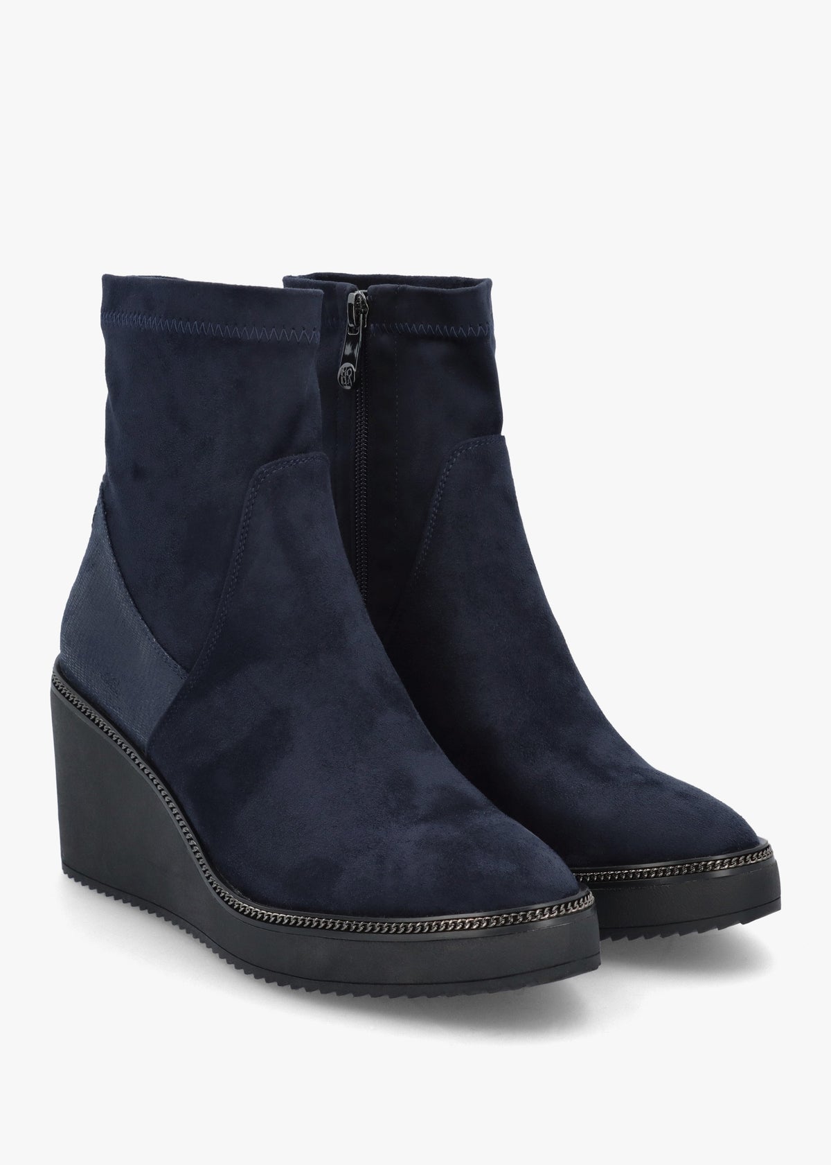 Kallie Navy Suedette Wedge Ankle Boots