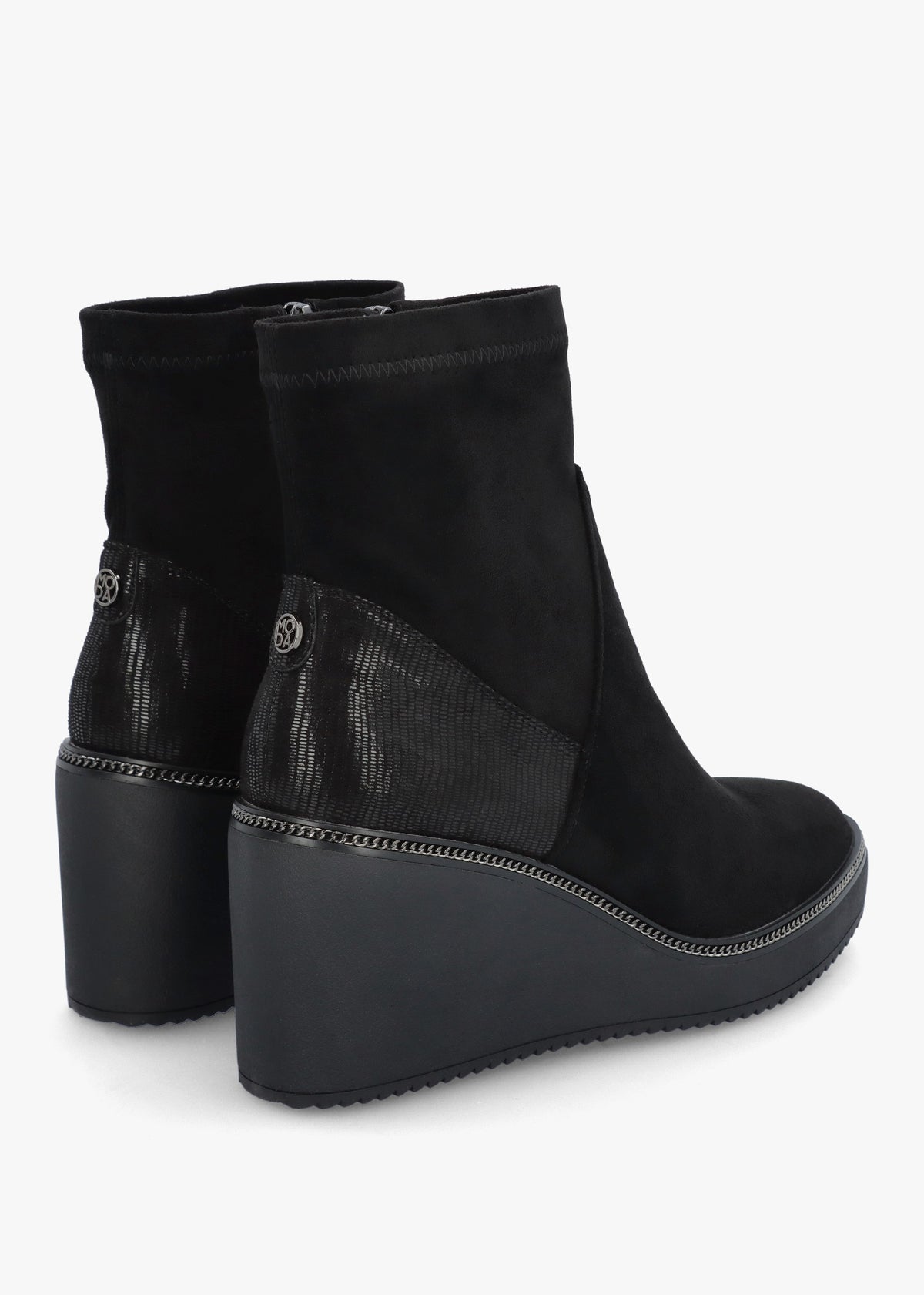 Kallie Black Suedette Wedge Ankle Boots