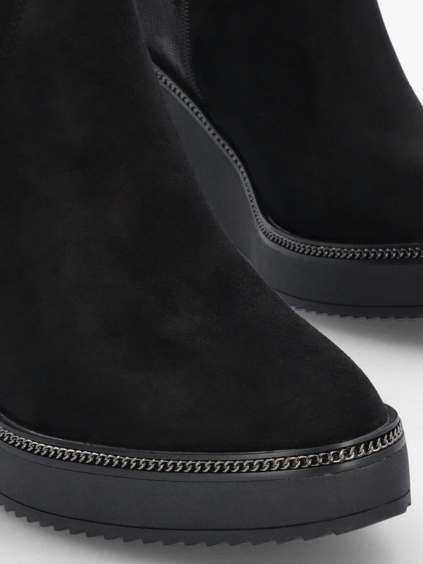 Kallie Black Suedette Wedge Ankle Boots