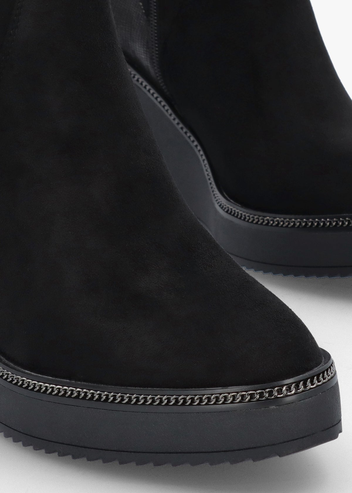 Kallie Black Suedette Wedge Ankle Boots