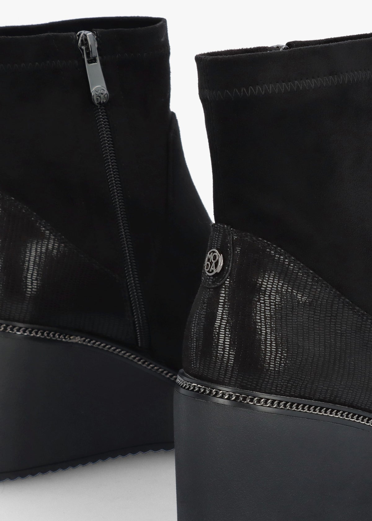 Kallie Black Suedette Wedge Ankle Boots
