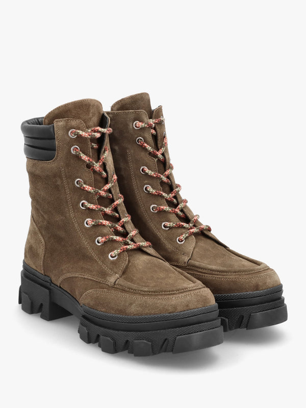 Betro Khaki Brown Suede Chunky Ankle Boots