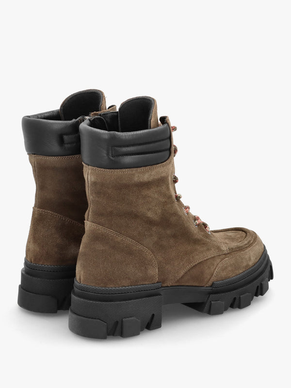 Betro Khaki Brown Suede Chunky Ankle Boots