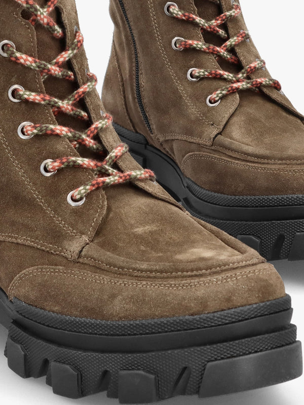 Betro Khaki Brown Suede Chunky Ankle Boots