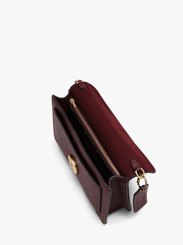 Tabby Merlot Leather Chain Clutch Bag