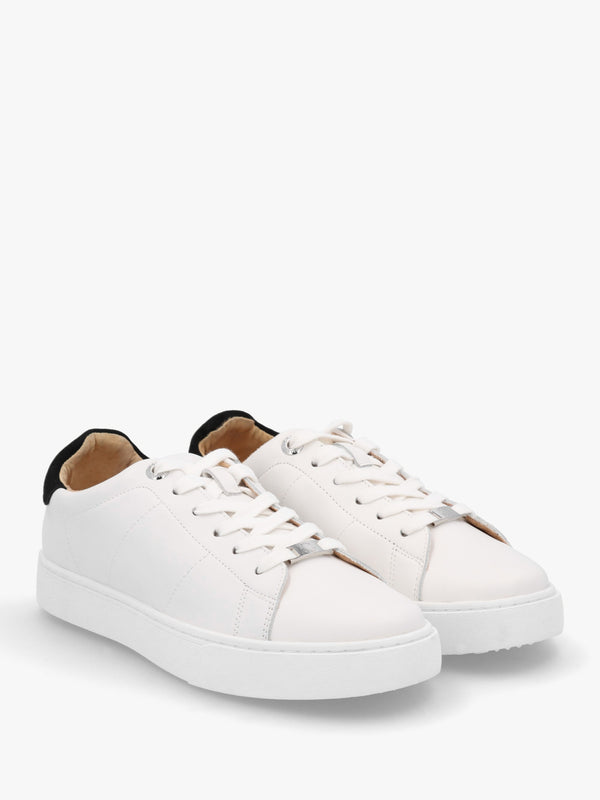 Brandie White Leather Black Ankle Tab Trainers
