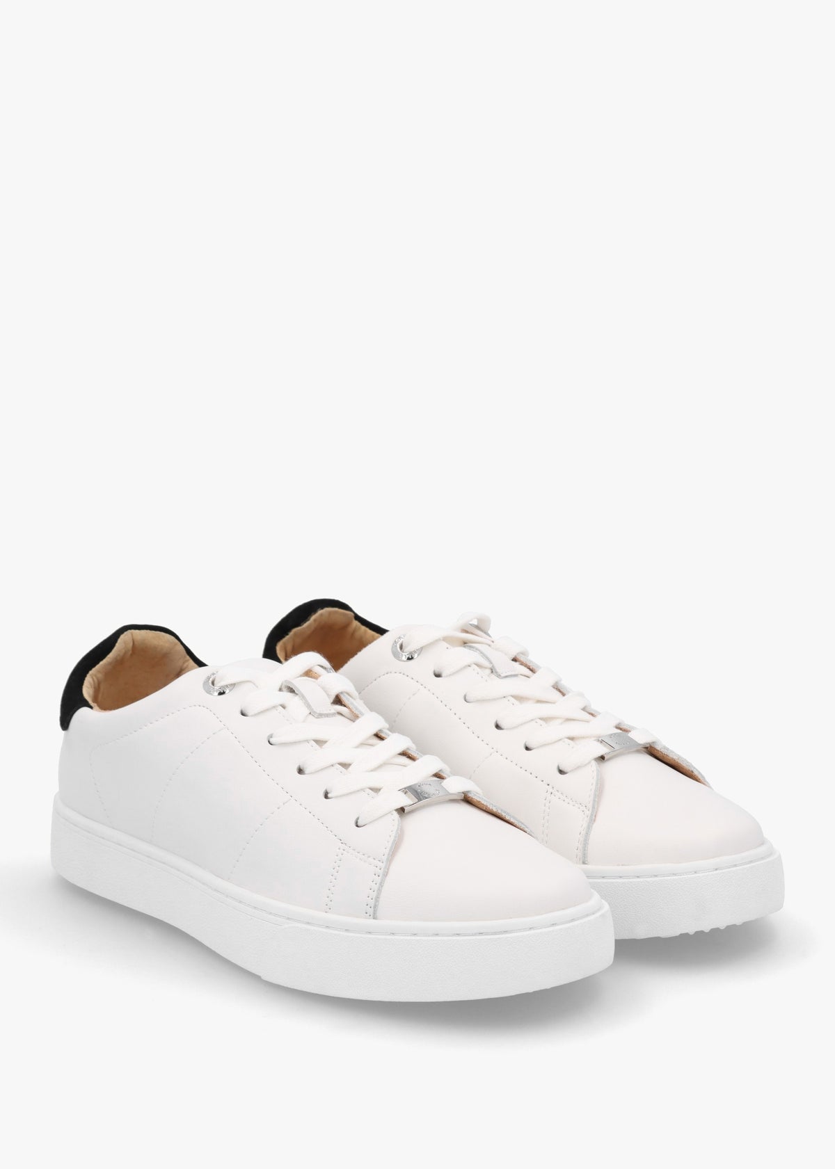 Brandie White Leather Black Ankle Tab Trainers