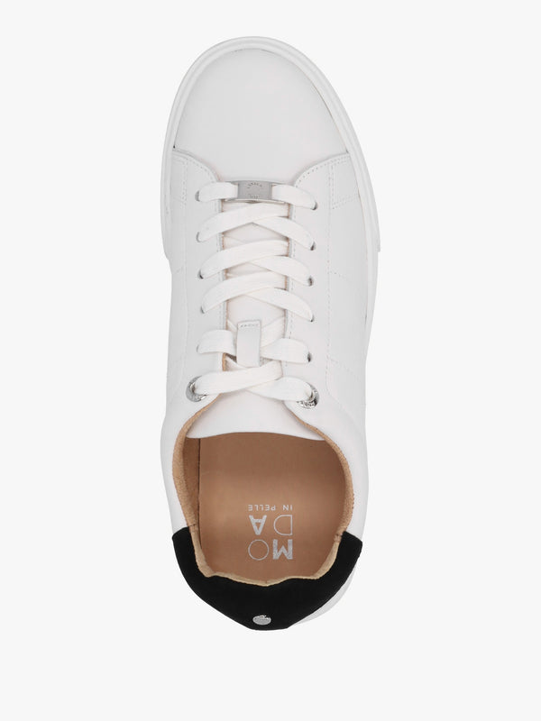 Brandie White Leather Black Ankle Tab Trainers