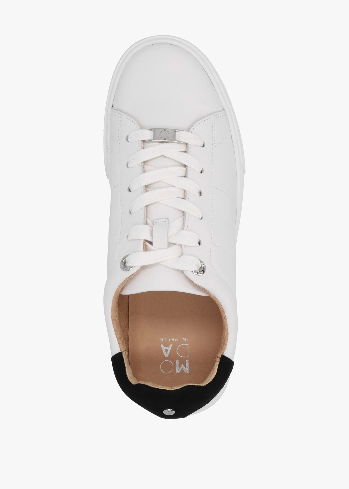 Brandie White Leather Black Ankle Tab Trainers