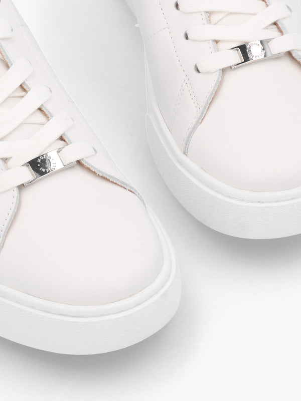 Brandie White Leather Black Ankle Tab Trainers
