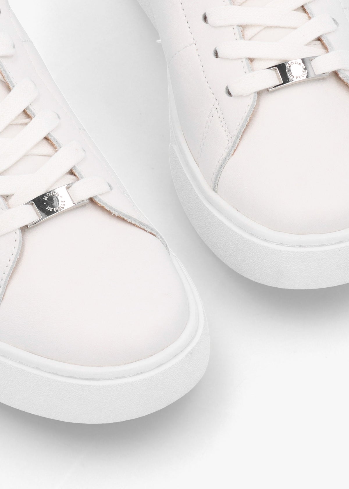 Brandie White Leather Black Ankle Tab Trainers