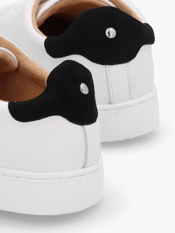 Brandie White Leather Black Ankle Tab Trainers