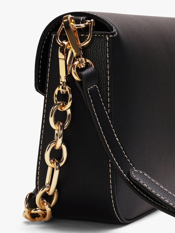 Infinity Love Black Front Flap Cross-Body Bag