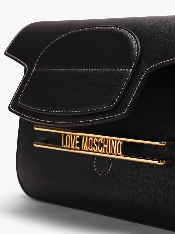 Infinity Love Black Front Flap Cross-Body Bag