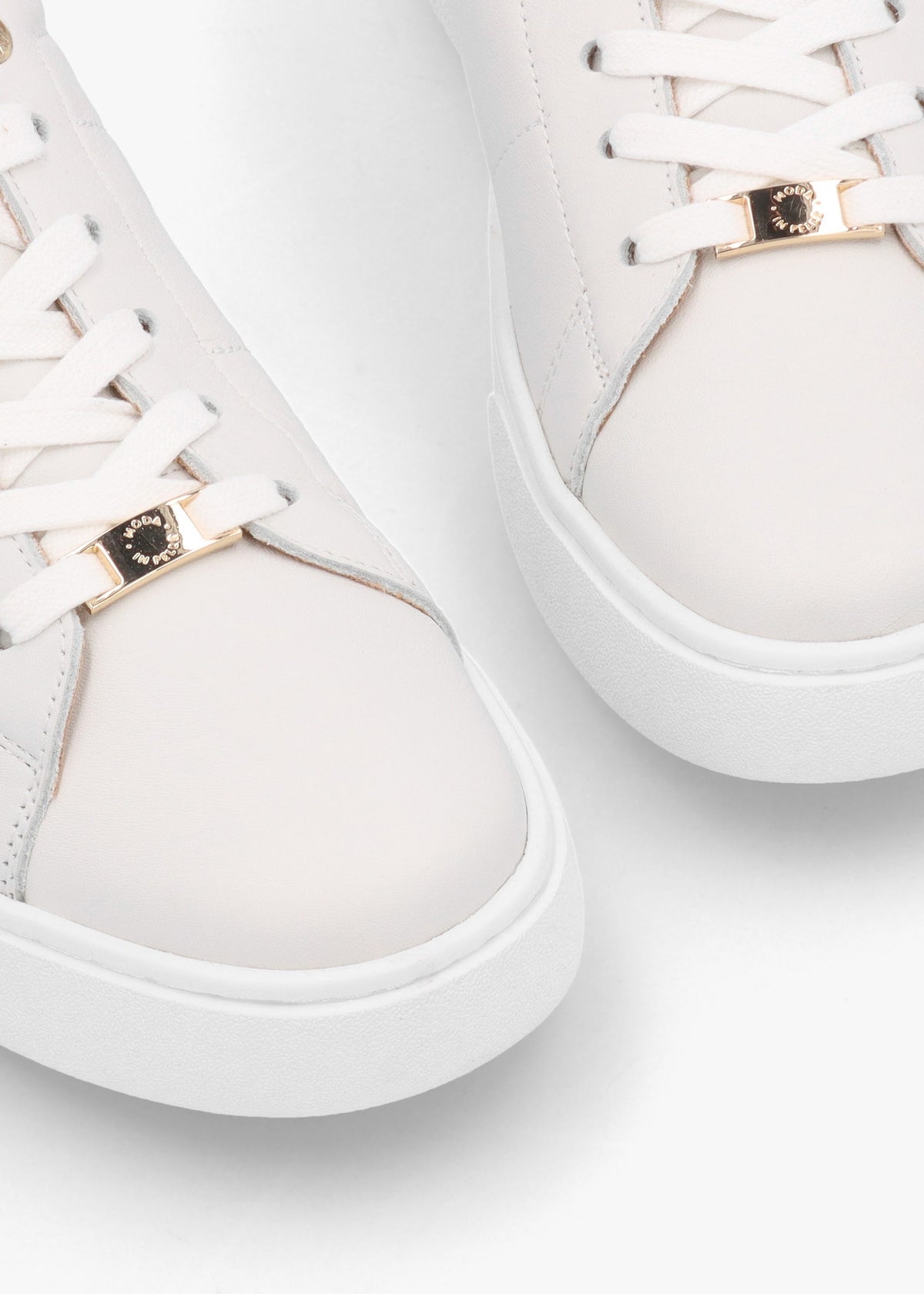 Brandie White Leather Leopard Ankle Tab Trainers