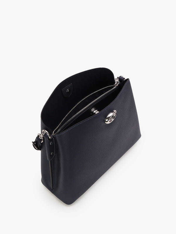 Willow Light Antique Nickel Dark Navy Leather Shoulder Bag