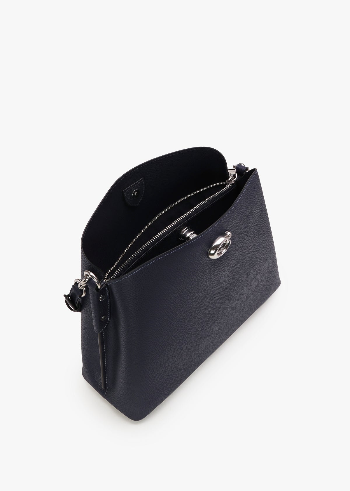 Willow Light Antique Nickel Dark Navy Leather Shoulder Bag