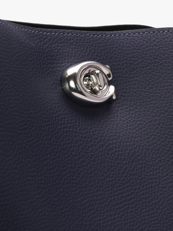 Willow Light Antique Nickel Dark Navy Leather Shoulder Bag