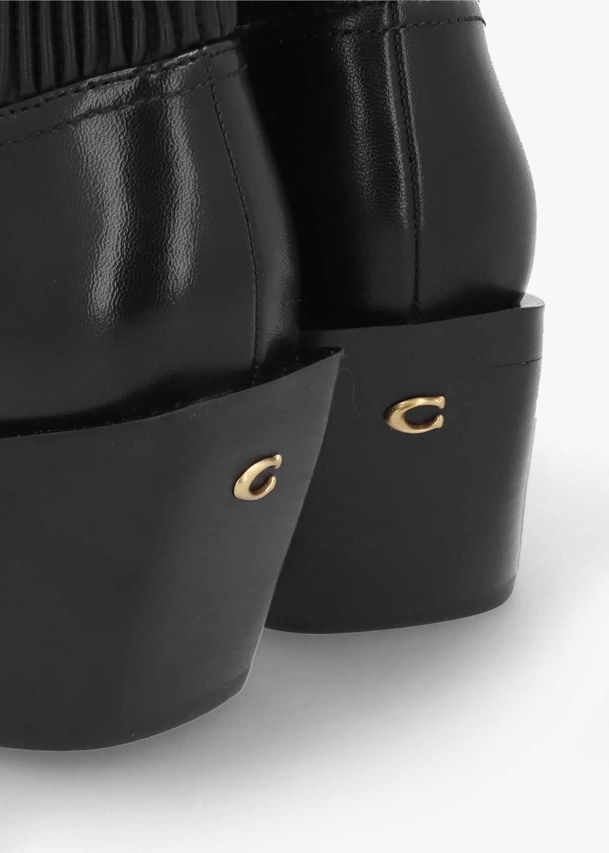 Prestyn Black Leather Western Stacked Heel Ankle Boots
