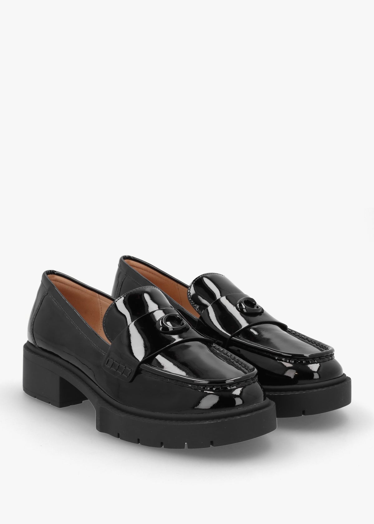 Leah Black Patent Leather Chunky Loafers
