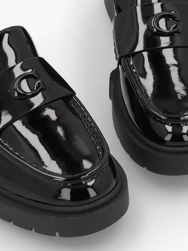 Leah Black Patent Leather Chunky Loafers