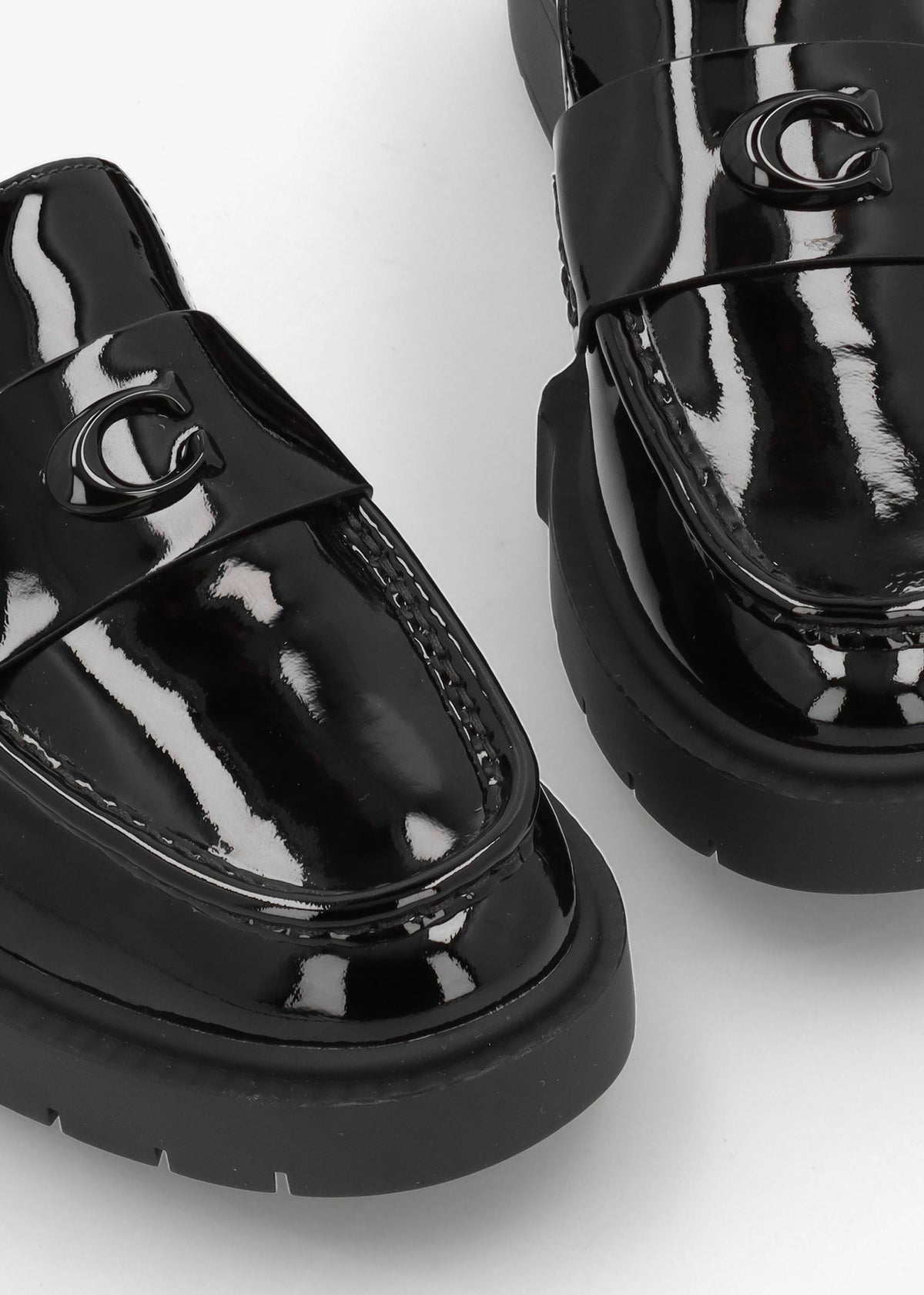 Leah Black Patent Leather Chunky Loafers