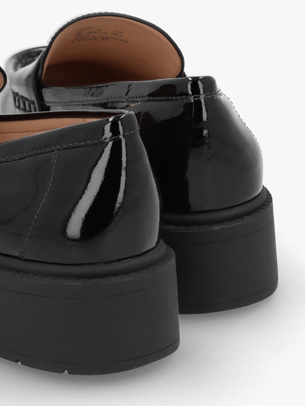 Leah Black Patent Leather Chunky Loafers