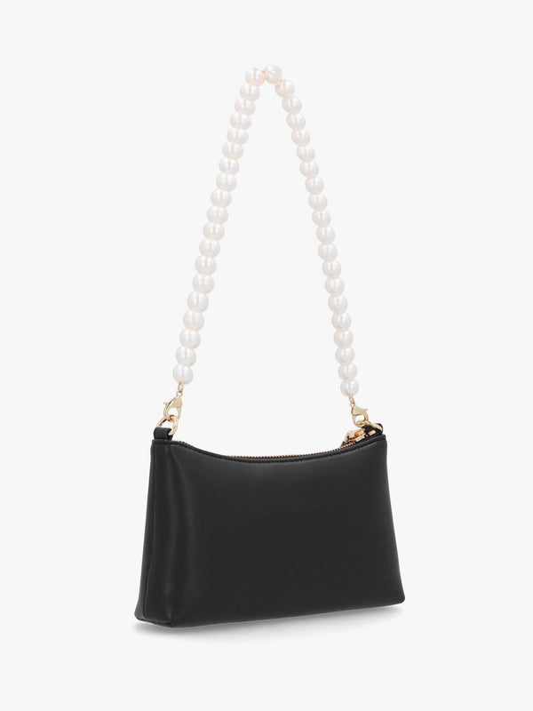 Black Pearl Handle Shoulder Bag