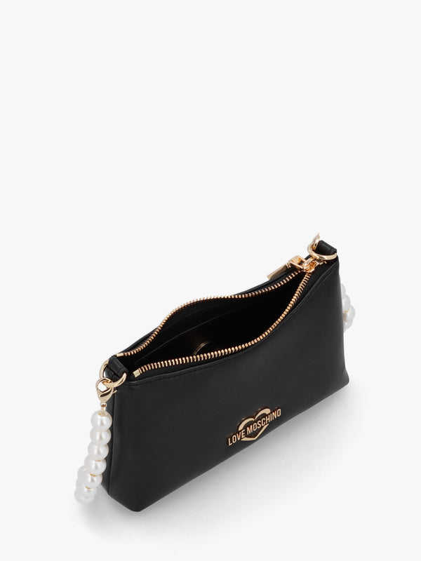 Black Pearl Handle Shoulder Bag