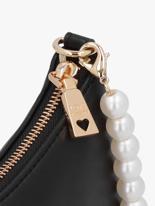 Black Pearl Handle Shoulder Bag