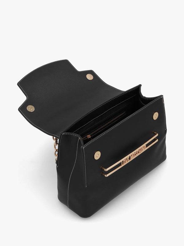 Infinity Love Black Front Flap Shoulder Bag