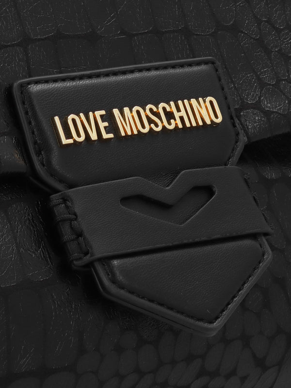 Oversized Slouchy Moc Croc Black Shoulder Bag