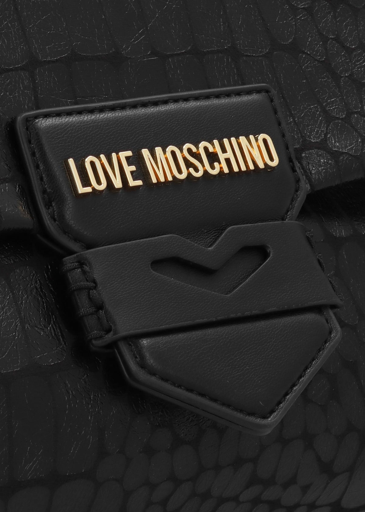 Oversized Slouchy Moc Croc Black Shoulder Bag