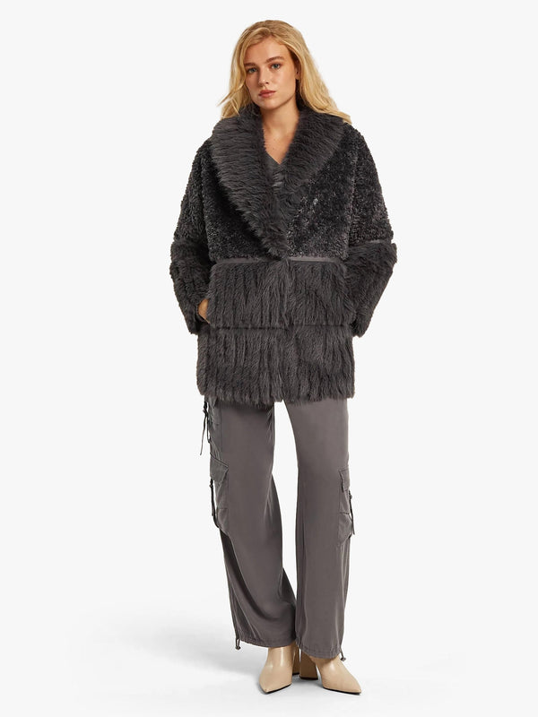 Kaia Racoon Recycled Faux Fur Oversized Coat